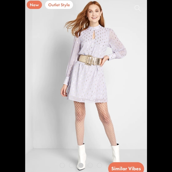 Modcloth light purple and champagne gold mock-neck dress (S) **$5 IF BUNDLED** - Picture 3 of 12